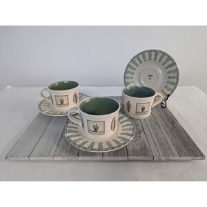 Pfaltzgraff Naturewood Tea Cups and Saucers Set of 3